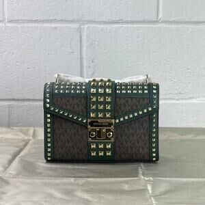 Michael Kors Rose 35F1GX0L2B Medium Flap Shldr Messenger Bag In Racing Green